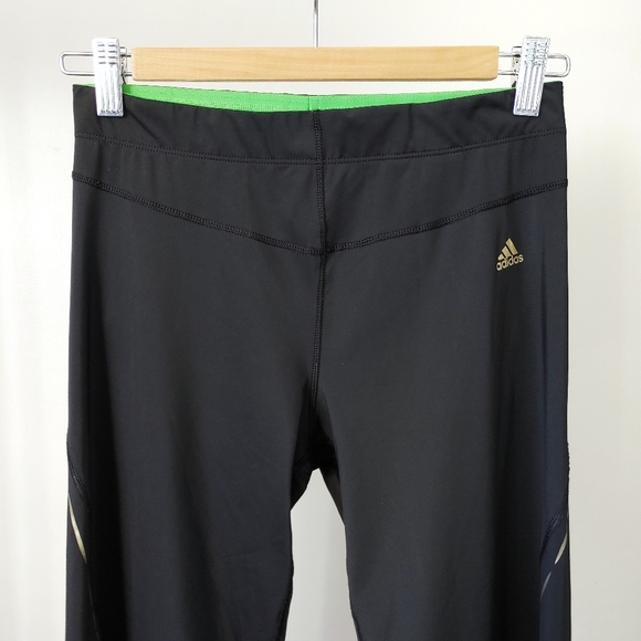 Adidas Yoga Pants Athletic Pants Size Small Black Green Climacool Flare Legging - Picture 3 of 14